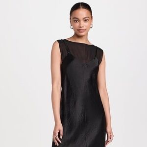 Vince Chiffon Layered Slip Dress Black Medium